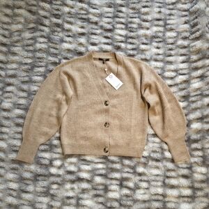 Quince Baby Alpaca-Wool Cropped Cardigan Nude Size M